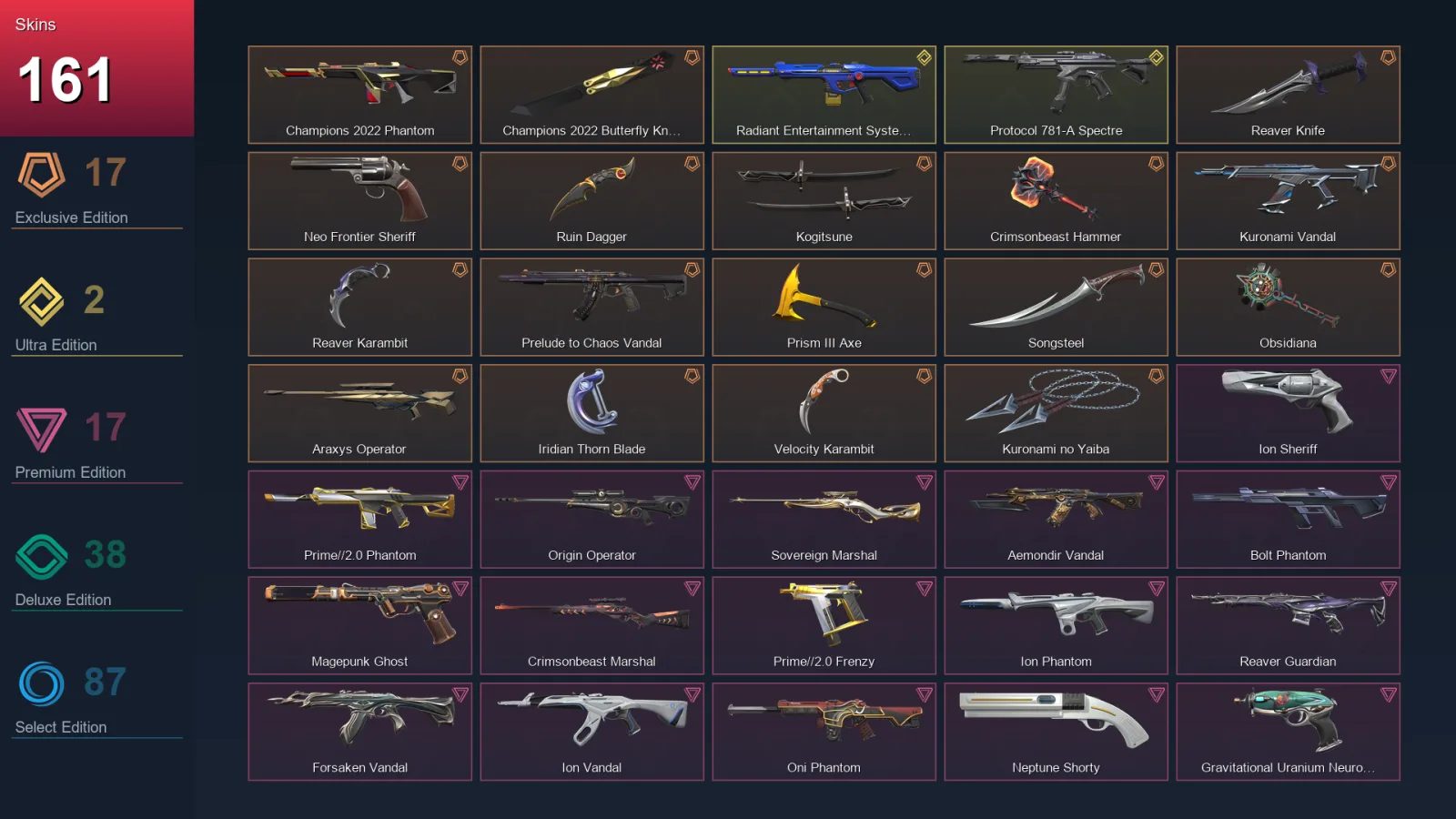 EU | Lv306 | Unranked | 161 Skin | 27 Agent | 166 Buddy — Champions 2022 Butterfly Knife