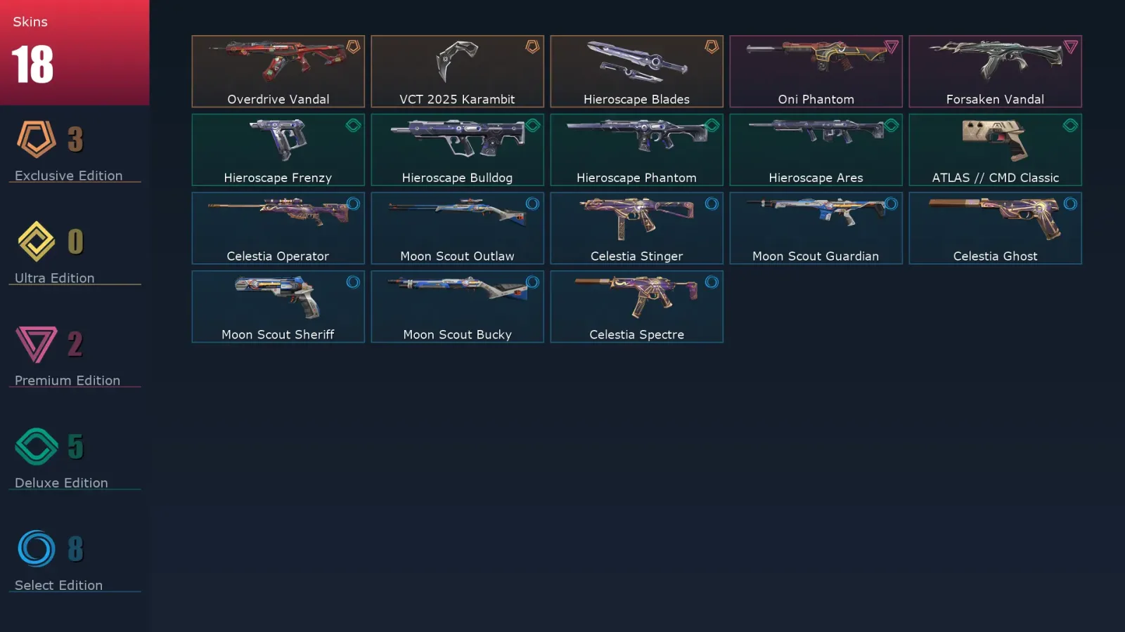 [Valorant] | EU | Level 51 | Diamond 1 | 14 Agents | 18 Skins