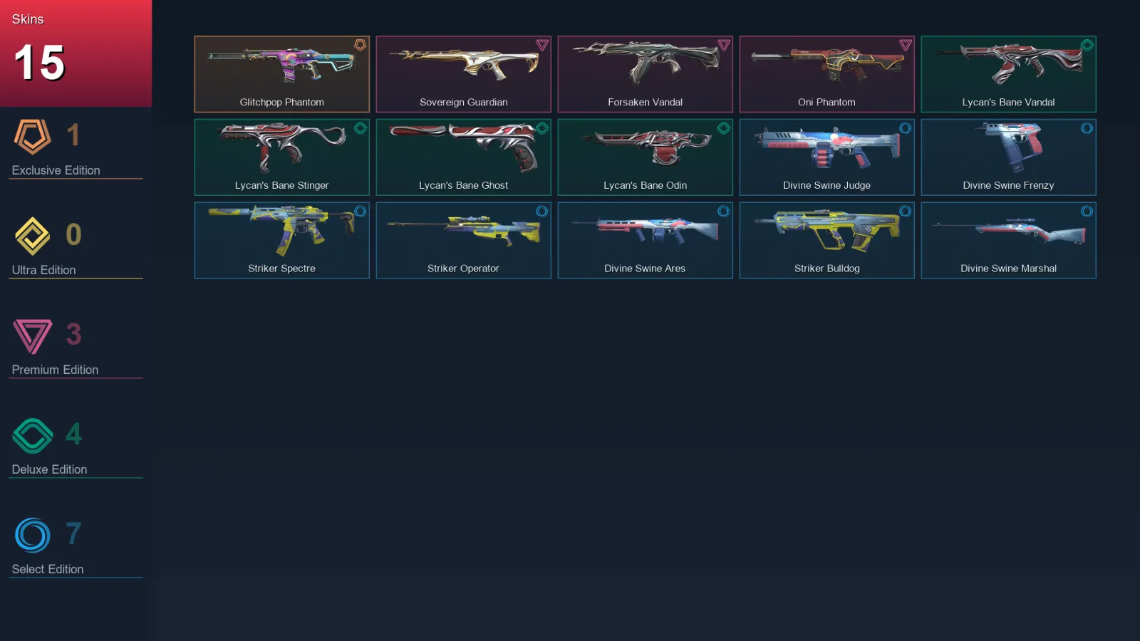 AP | Glitchpop Phantom | Sovereign Guardian | Forsaken Vandal | Oni Phantom | 15 Skin | 13 Agent | 17 Buddy | Lv39