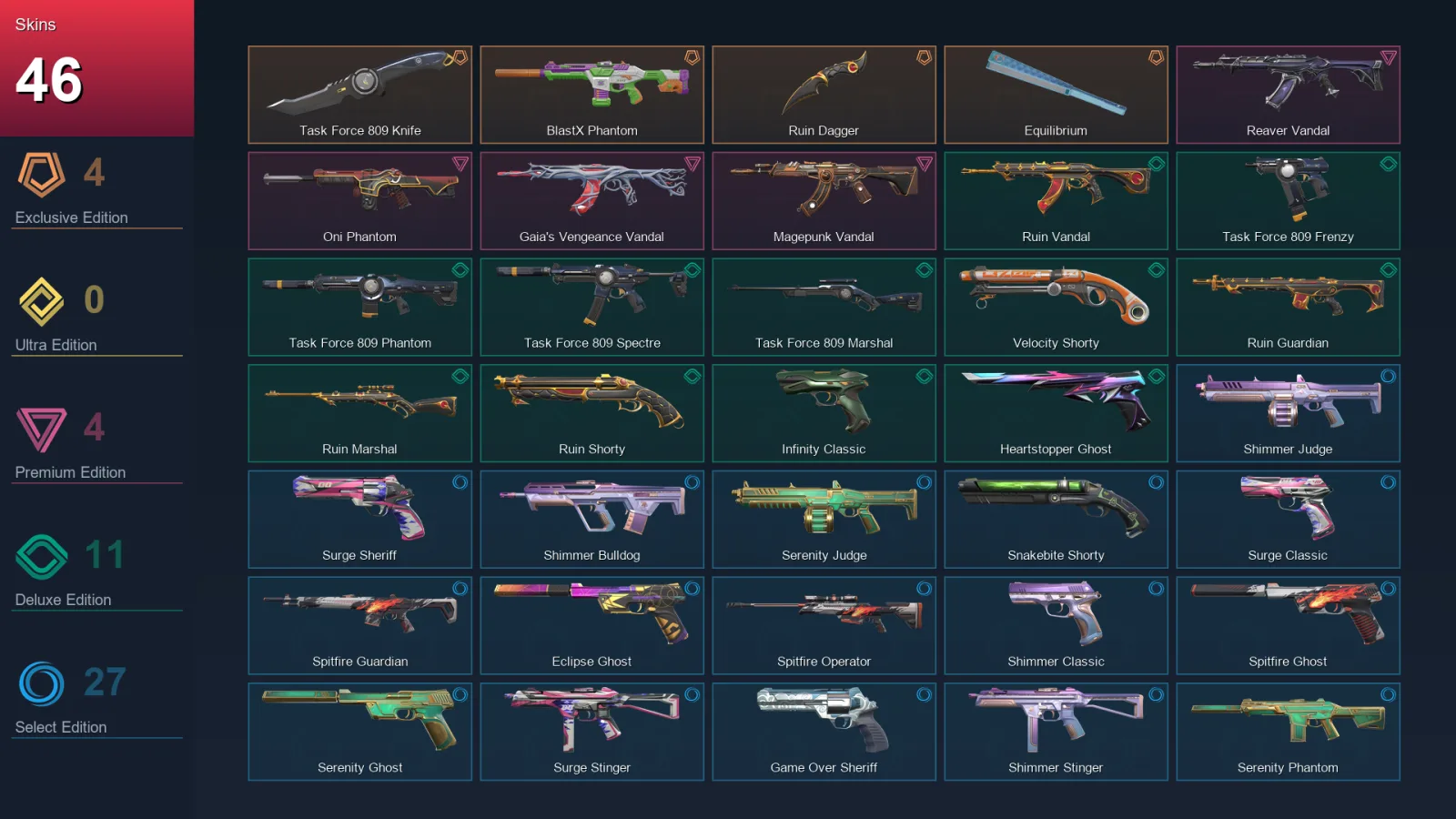 EU | Lv187 | Unranked | 46 Skin | 28 Agent | 99 Buddy