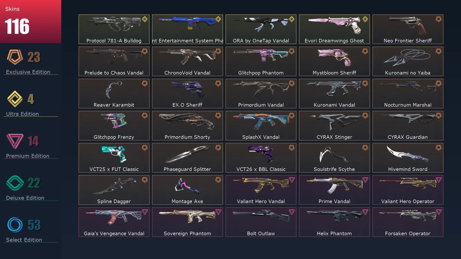 [Valorant] | EU | Level 1 | Immortal 1 | 29 Agents | 116 Skins — Valorant account