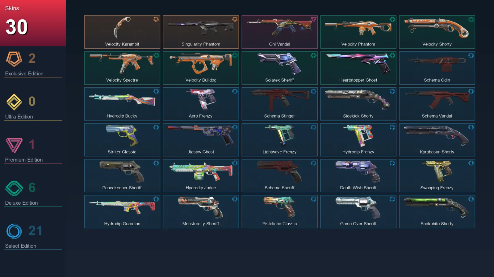 AP | Lv266 | Unranked | 30 Skin | 28 Agent | 105 Buddy