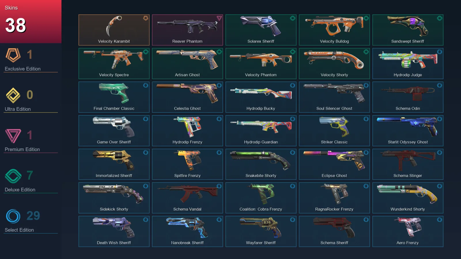 LA | Lv308 | Unranked | 38 Skin | 26 Agent | 135 Buddy — Valorant account