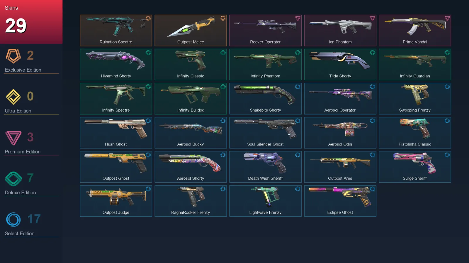 AP | Lv180 | Unranked | 29 Skin | 22 Agent | 58 Buddy