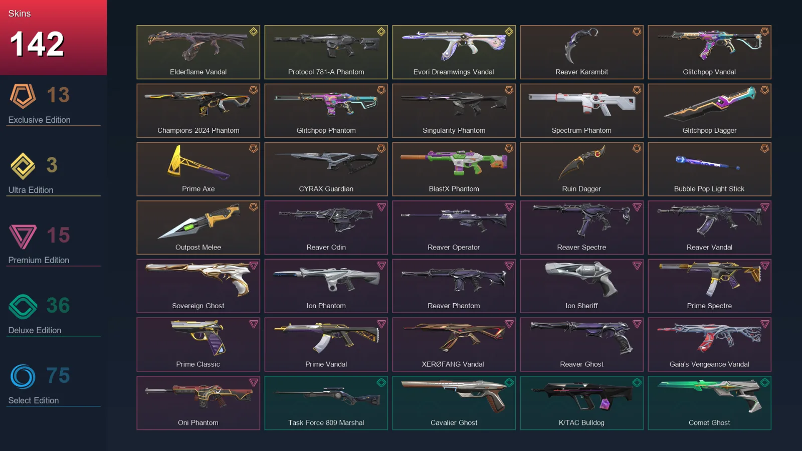 LA | Lv300 | Unranked | 142 Skin | 28 Agent | 167 Buddy