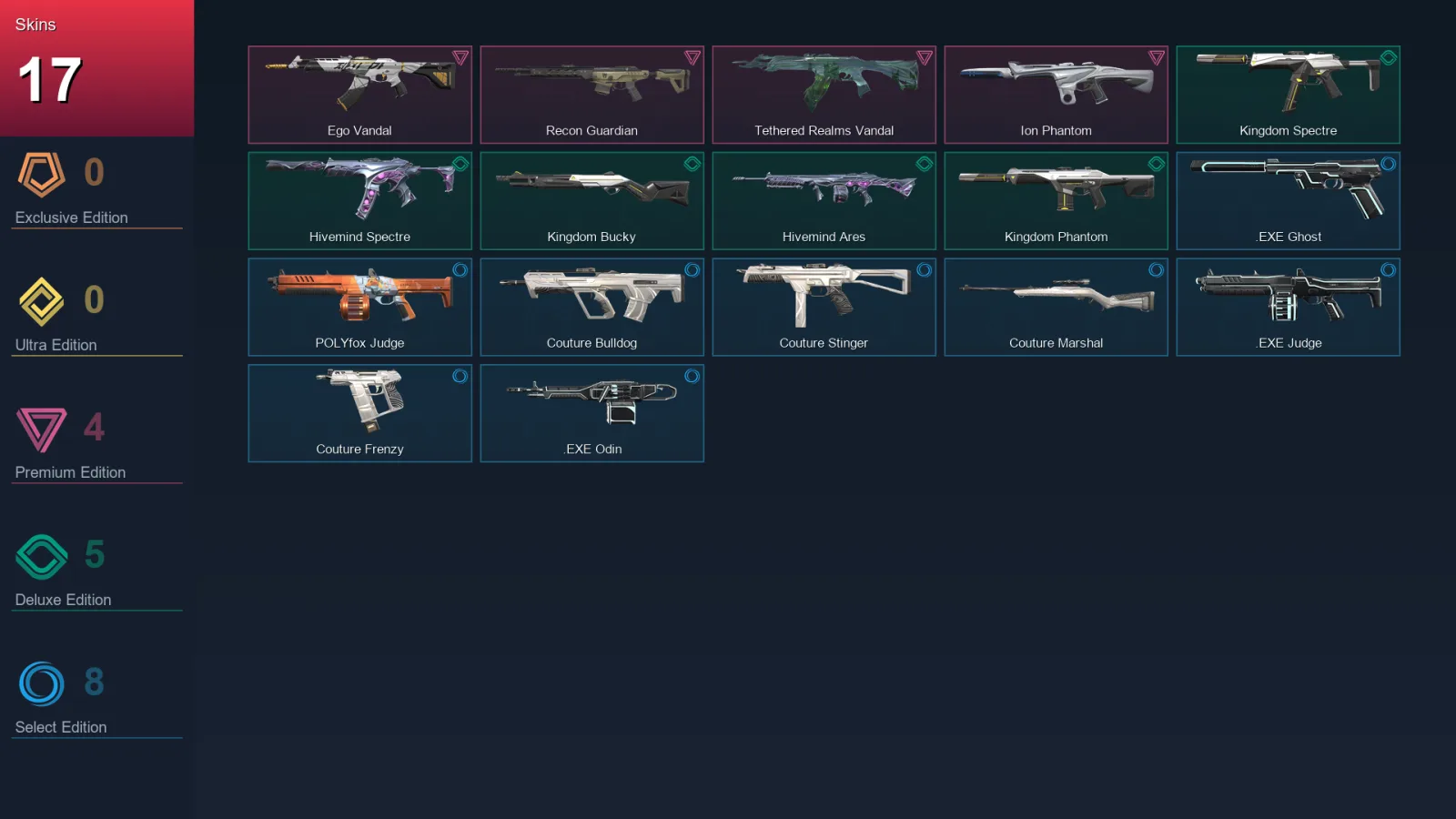 LA | Lv25 | Unranked | 17 Skin | 11 Agent | 21 Buddy