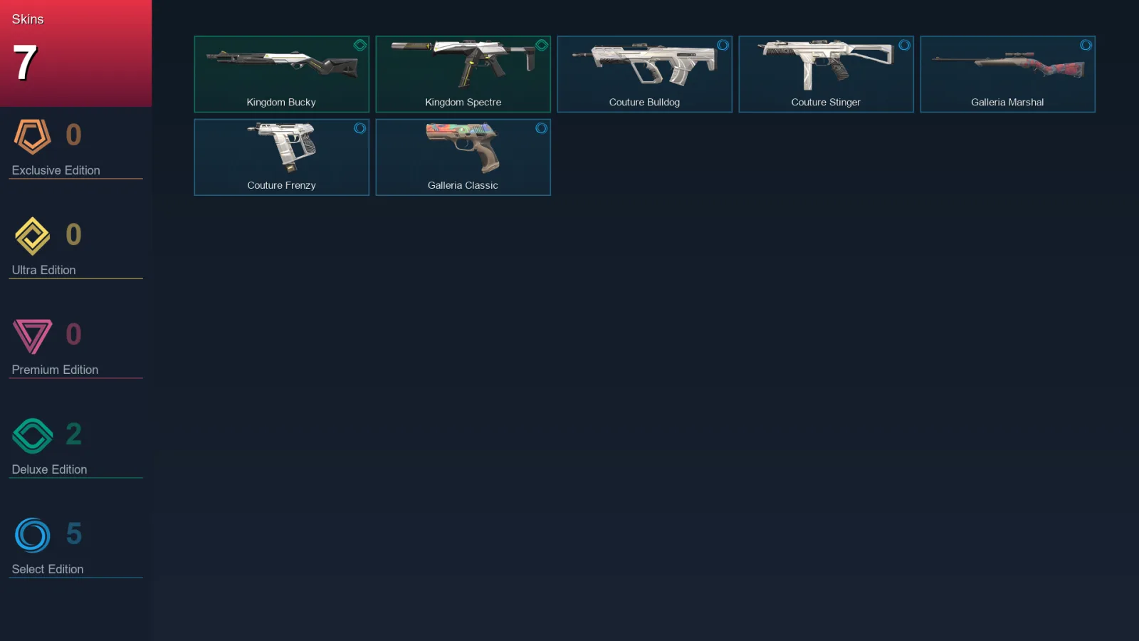 NA | Lv1 | Unranked | 7 Skin | 7 Agent | 7 Buddy