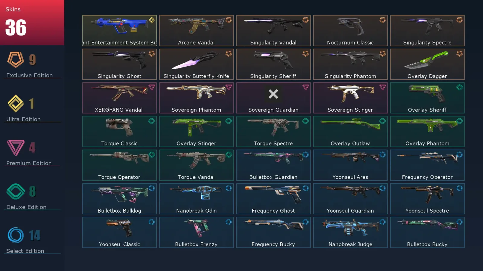 [Valorant] | EU | Level 49 | 16 Agents | 36 Skins