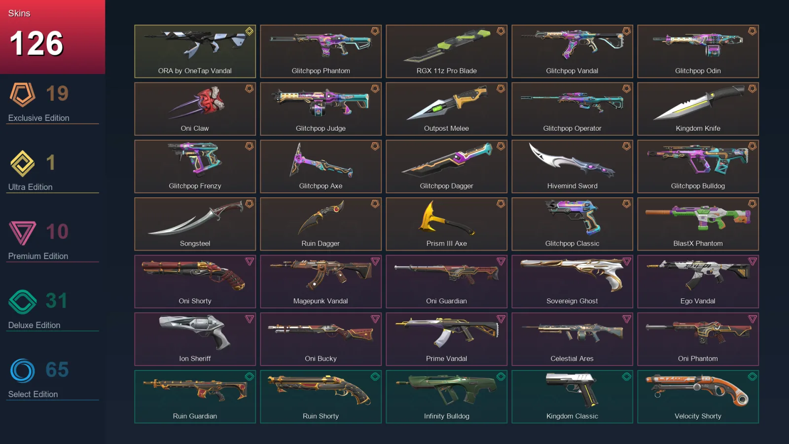 AP | Lv236 | Unranked | 126 Skin | 23 Agent | 147 Buddy — Valorant account