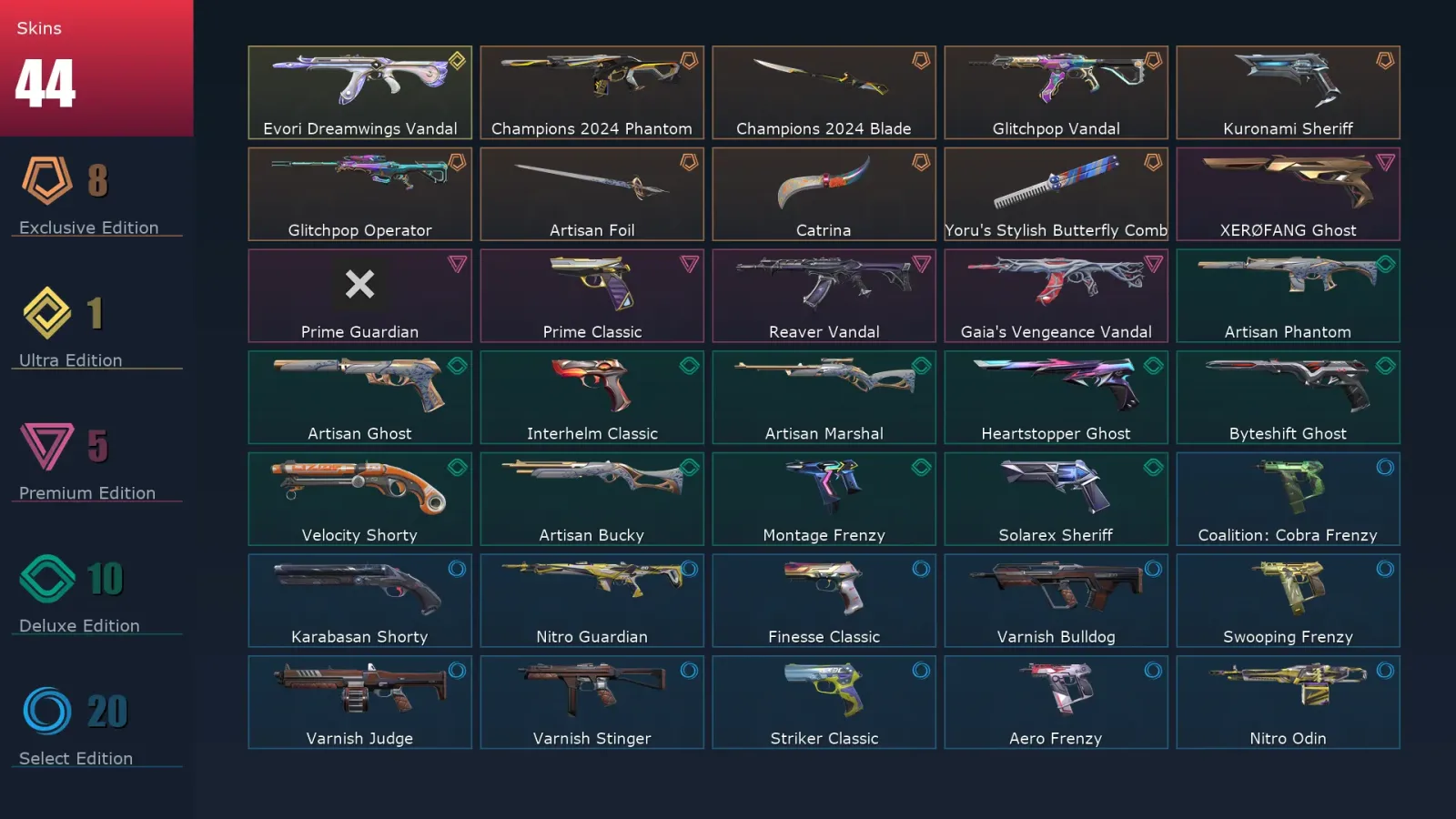 [Valorant] | EU | Level 255 | 28 Agents | 44 Skins — Valorant account