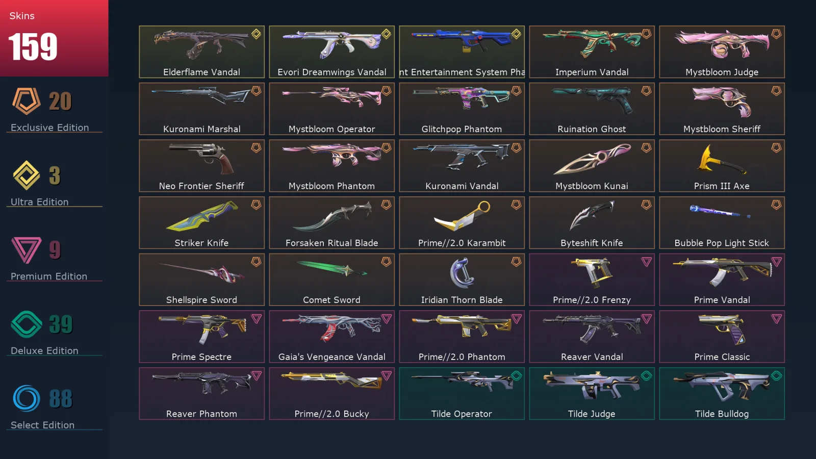 [Valorant] | EU | Level 356 | 29 Agents | 159 Skins