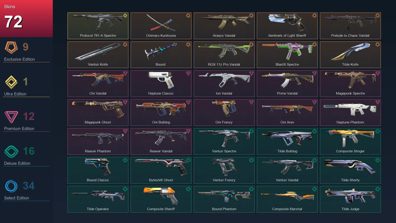 AP | Lv149 | Unranked | 72 Skin | 25 Agent | 76 Buddy