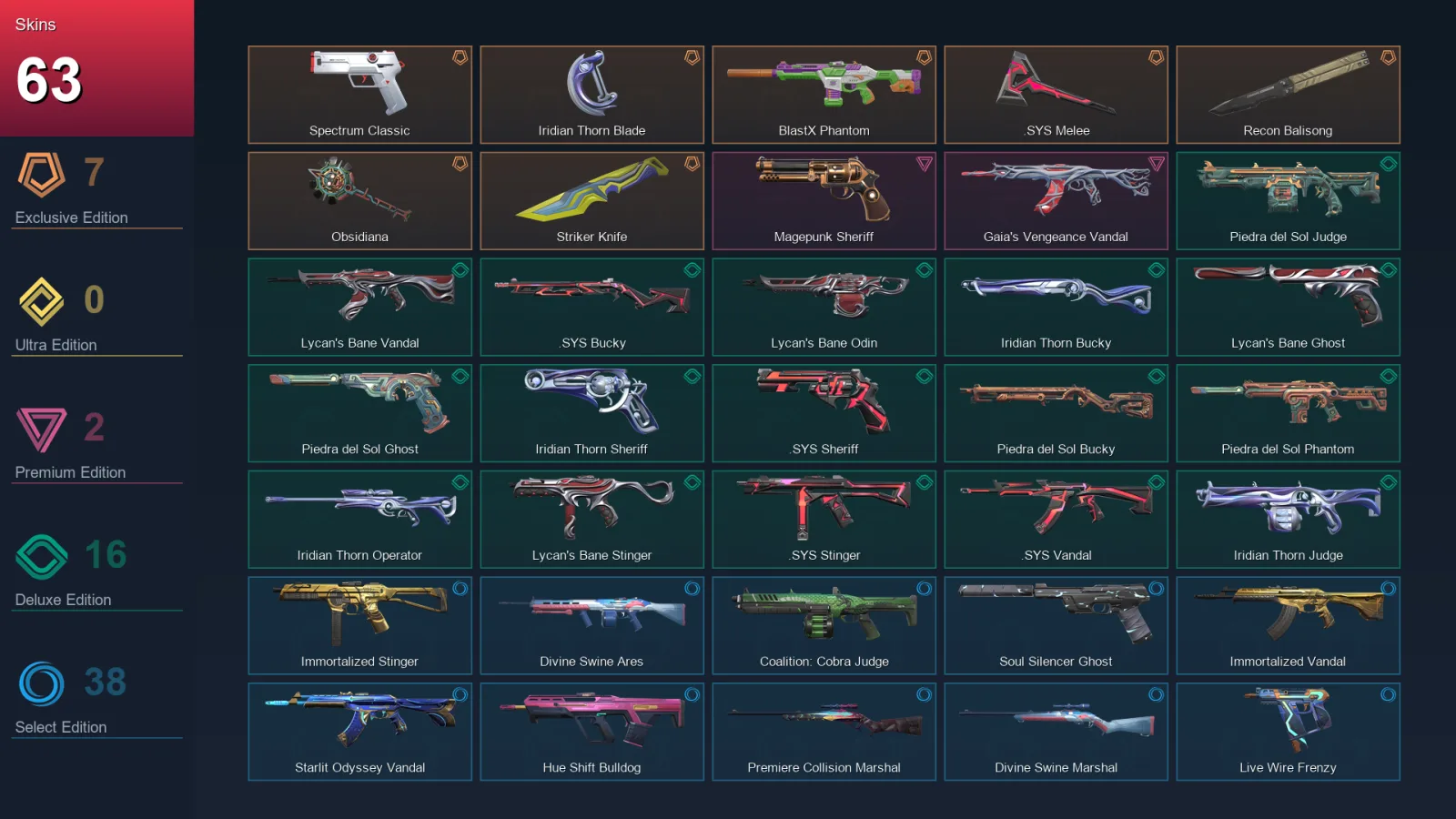 LA | Lv175 | Unranked | 63 Skin | 27 Agent | 98 Buddy — Valorant account