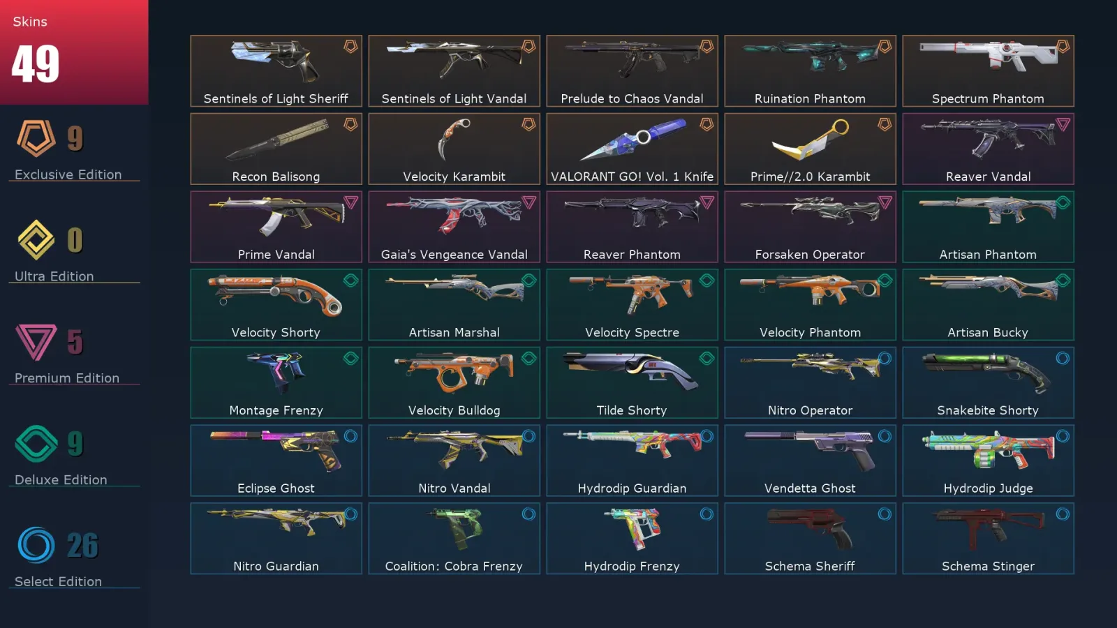 [Valorant] | EU | Level 172 | Diamond 1 | 26 Agents | 49 Skins — Valorant account