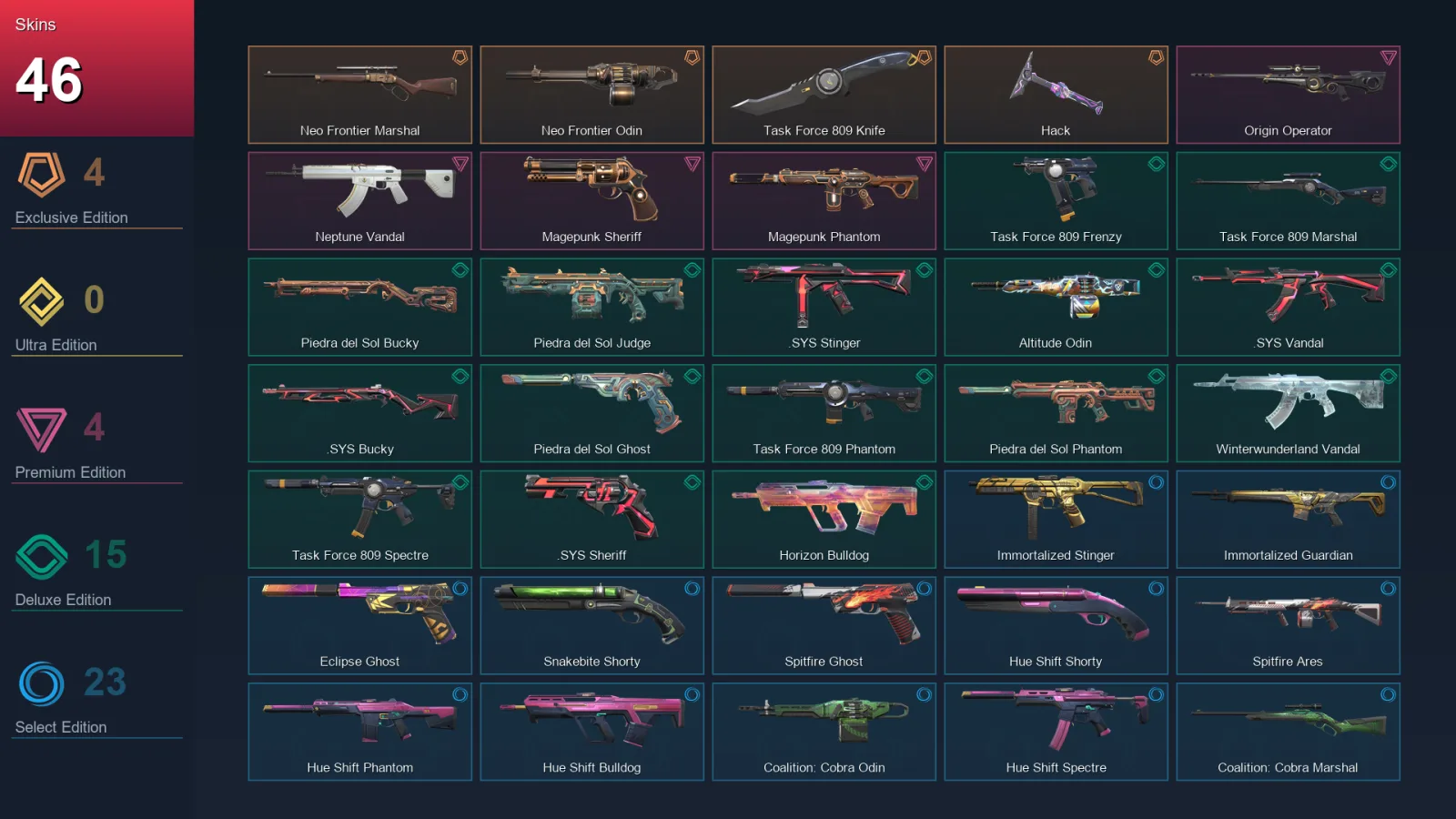 NA | Lv98 | Unranked | 46 Skin | 26 Agent | 55 Buddy