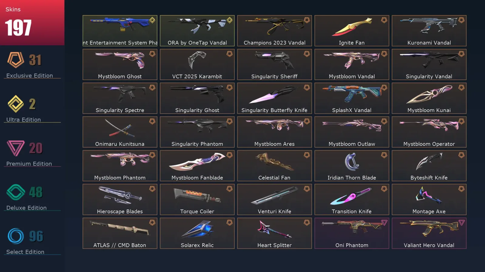 [Valorant] | EU | Level 500 | Gold 3 | 29 Agents | 197 Skins