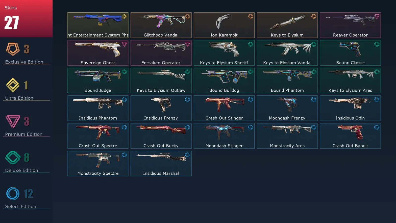 [Valorant] | EU | Level 52 | Ascendant 3 | 18 Agents | 27 Skins — Valorant account