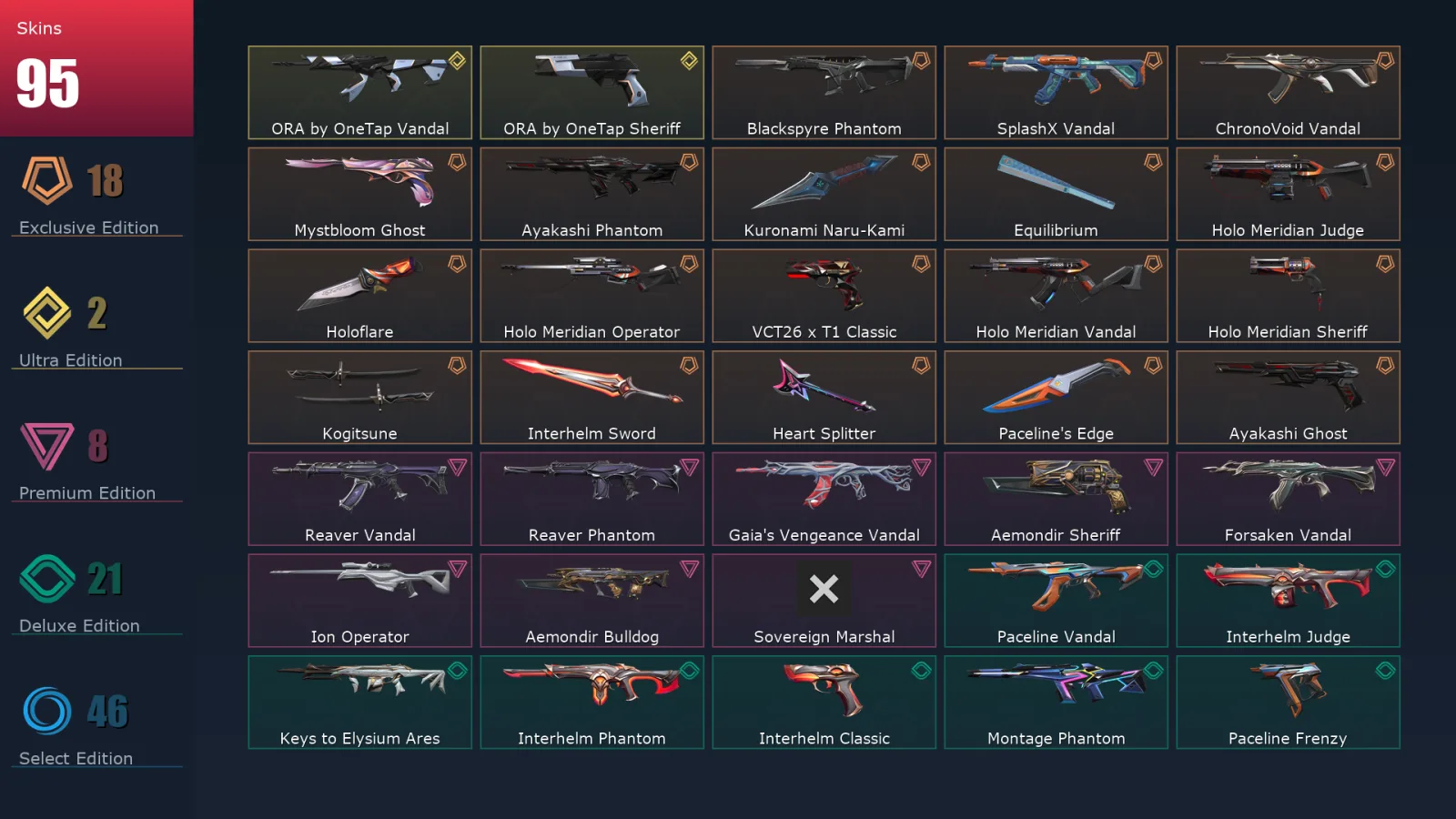 [Valorant] | EU | Level 67 | Ascendant 1 | 21 Agents | 95 Skins — Ascendant Valorant