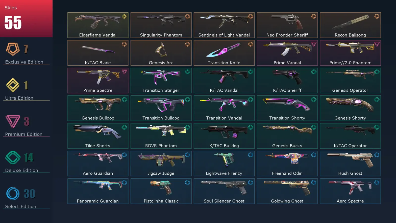 [Valorant] | EU | Level 180 | 24 Agents | 55 Skins — Valorant account