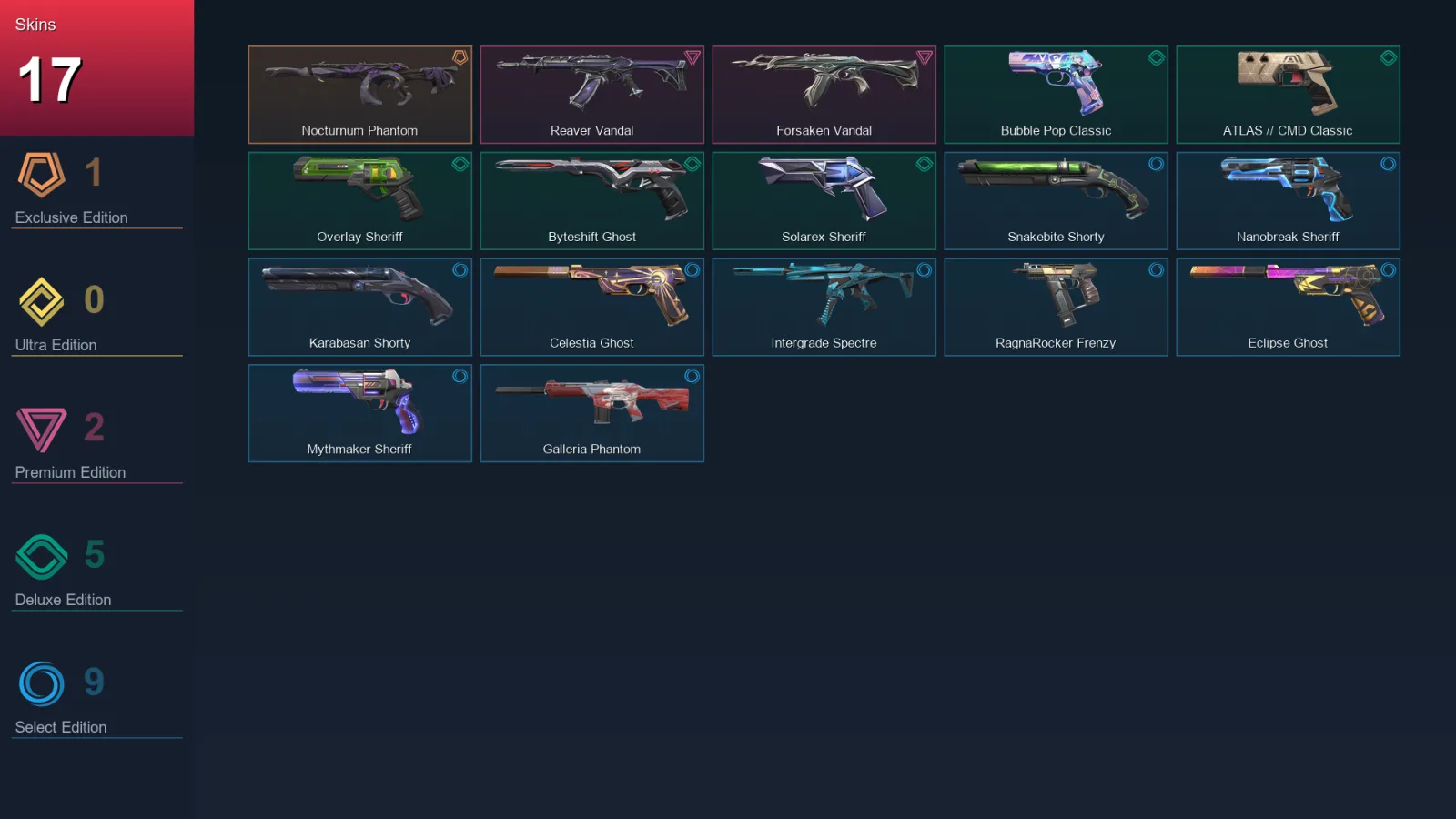 EU | Lv209 | Unranked | 17 Skin | 29 Agent | 66 Buddy