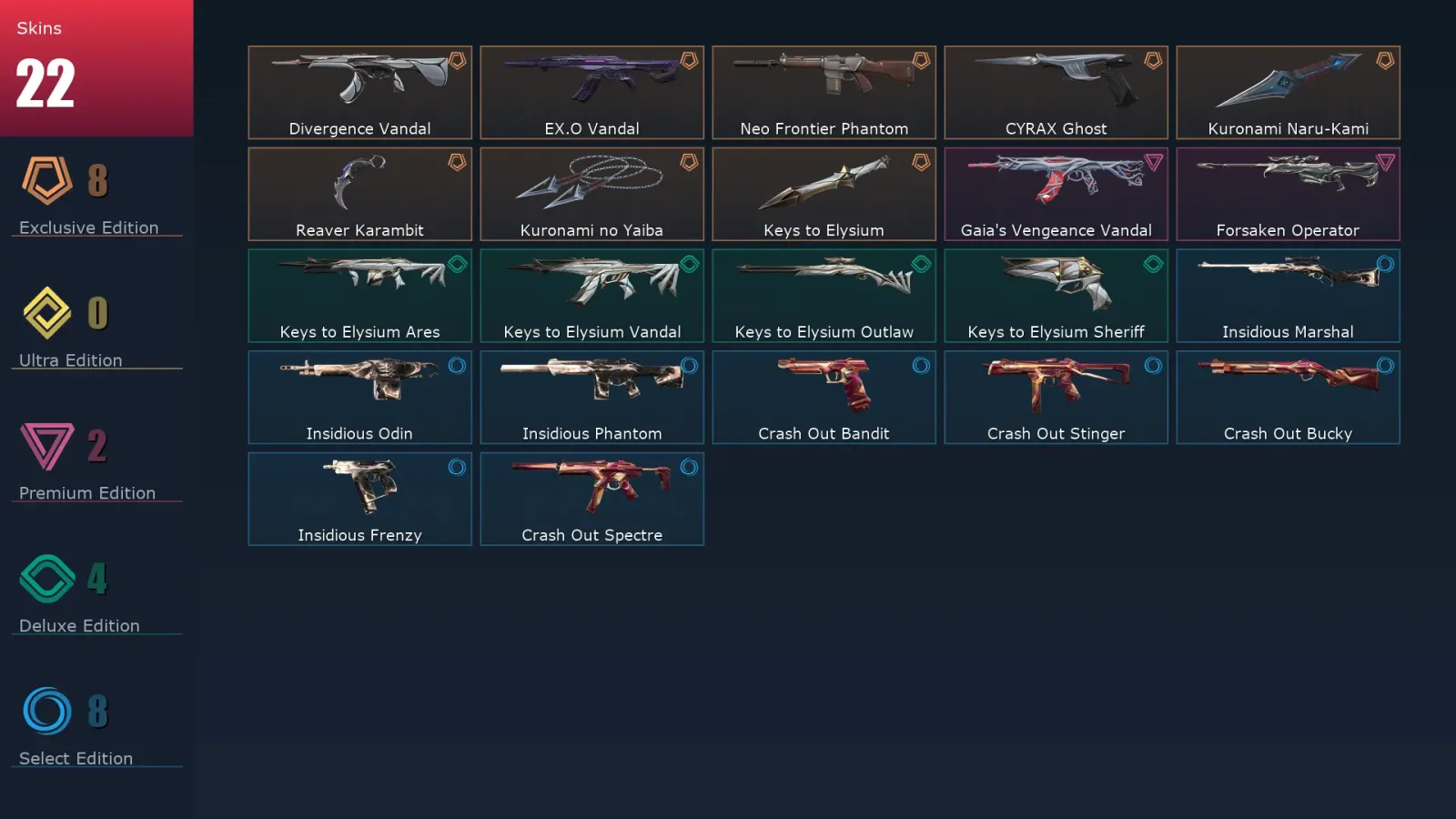 [Valorant] | EU | Level 43 | Ascendant 1 | 12 Agents | 22 Skins — Valorant account