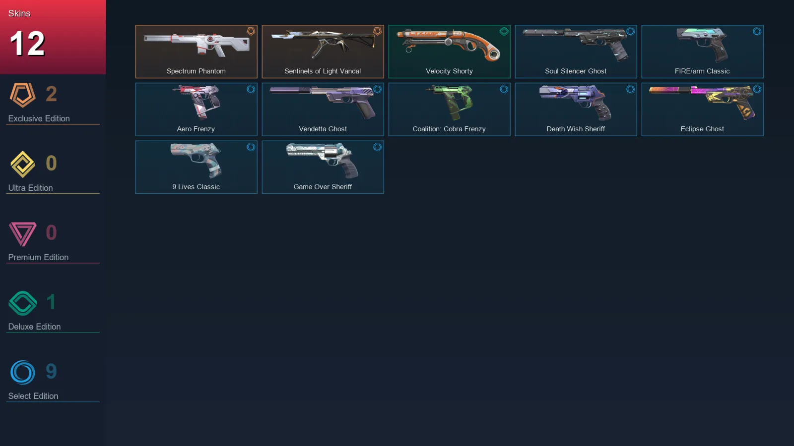 AP | Lv169 | Unranked | 12 Skin | 28 Agent | 67 Buddy