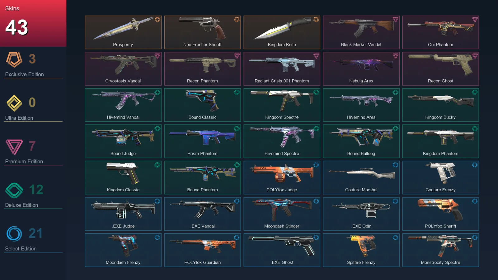 AP | Lv70 | Unranked | 43 Skin | 24 Agent | 51 Buddy