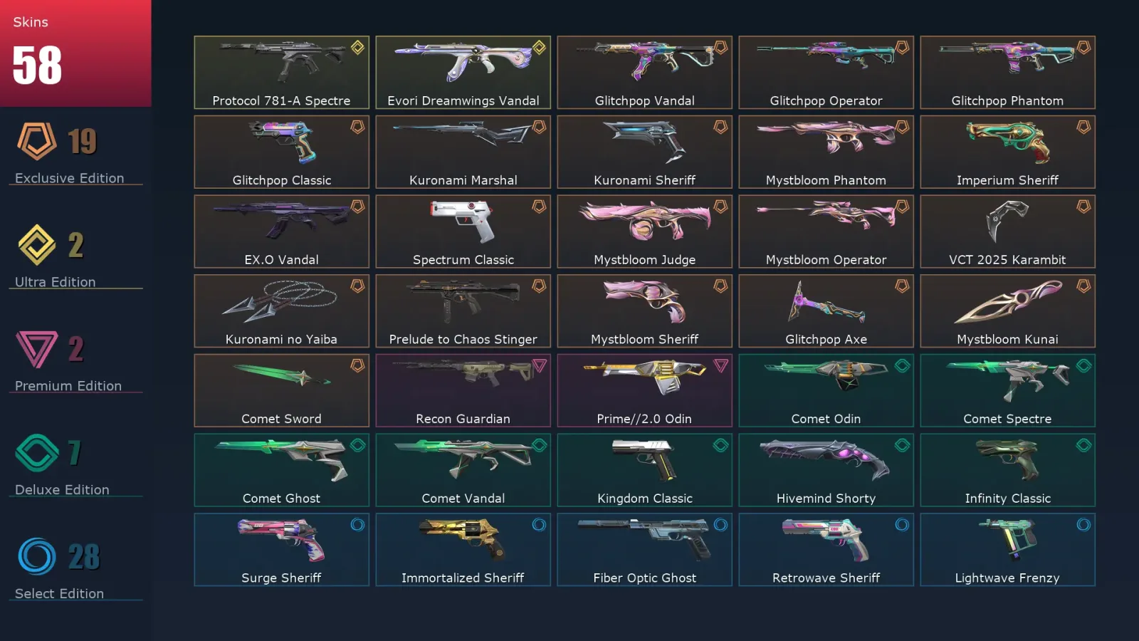 [Valorant] | EU | Level 268 | 26 Agents | 58 Skins — Valorant account