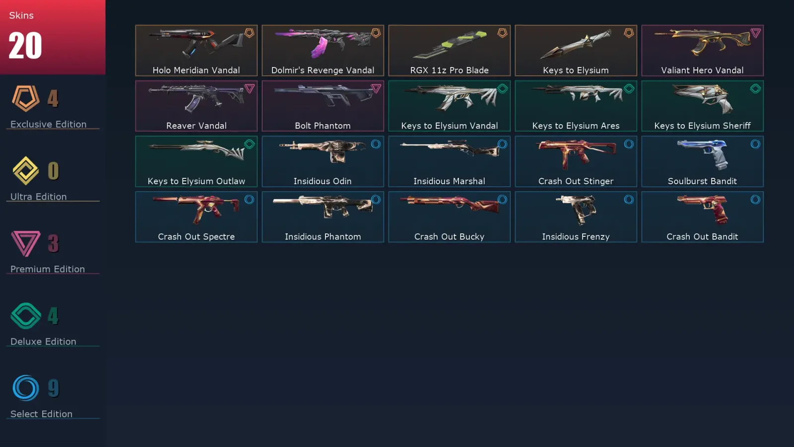 [Valorant] | EU | Level 68 | Diamond 2 | 19 Agents | 20 Skins