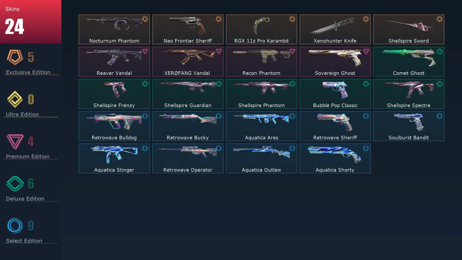 [Valorant] | EU | Level 136 | 29 Agents | 24 Skins