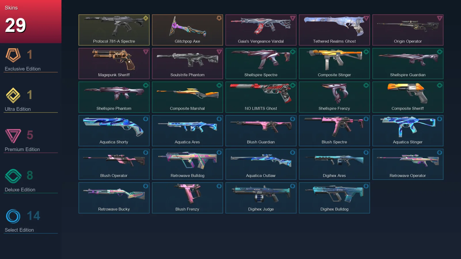 EU | Lv50 | Unranked | 29 Skin | 22 Agent | 32 Buddy