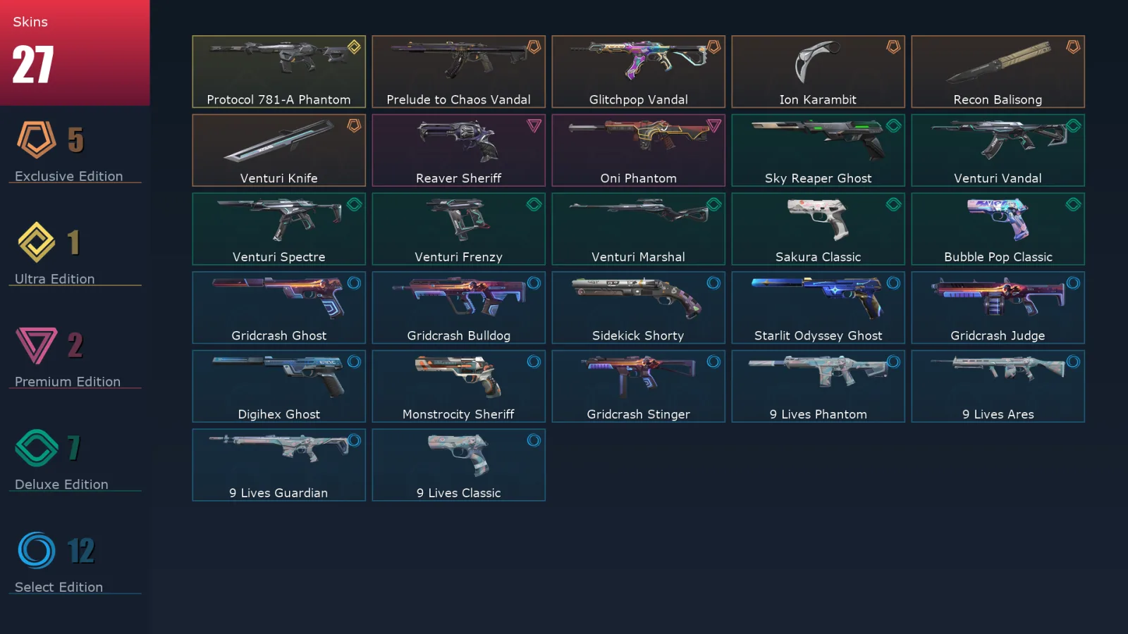 [Valorant] | EU | Level 140 | Diamond 1 | 29 Agents | 27 Skins