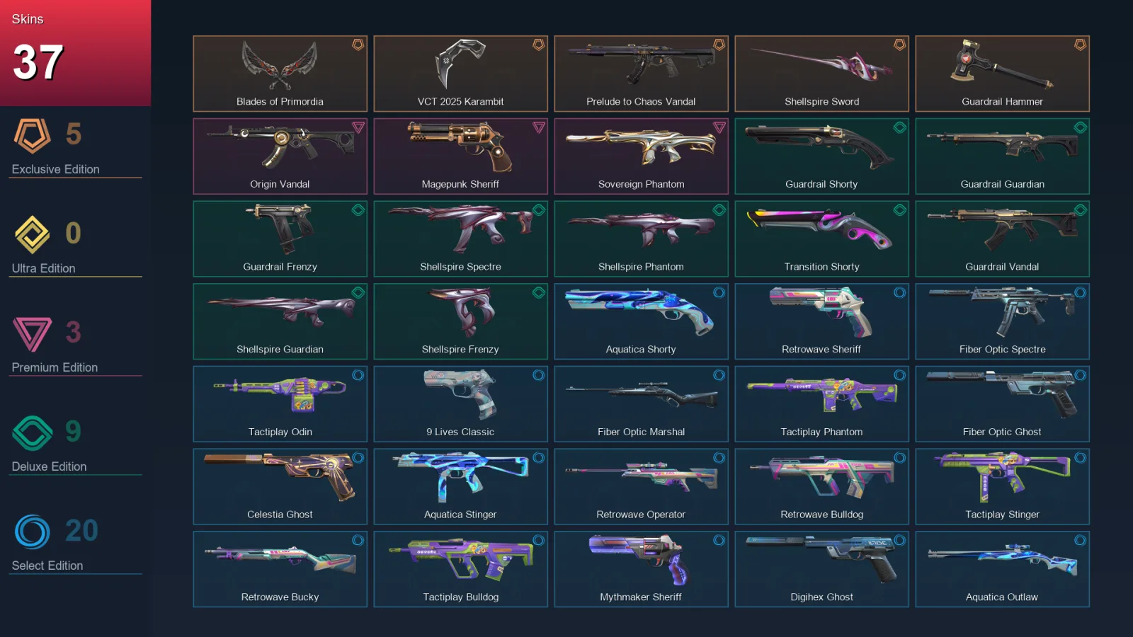 EU | Lv197 | Unranked | 37 Skin | 26 Agent | 91 Buddy