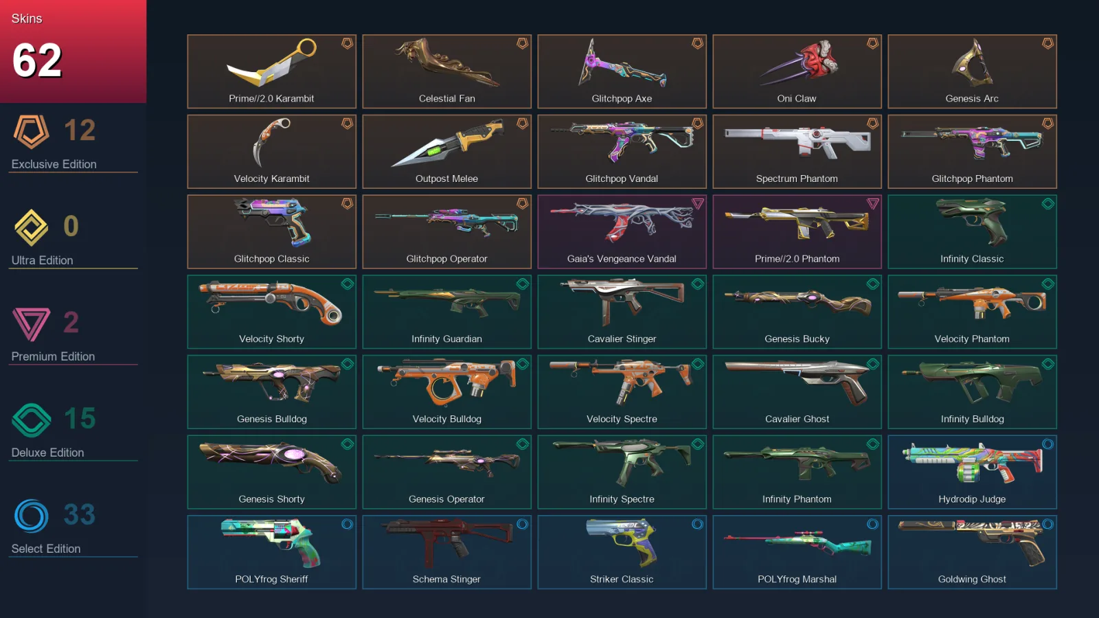 BR | Lv113 | Unranked | 62 Skin | 21 Agent | 76 Buddy