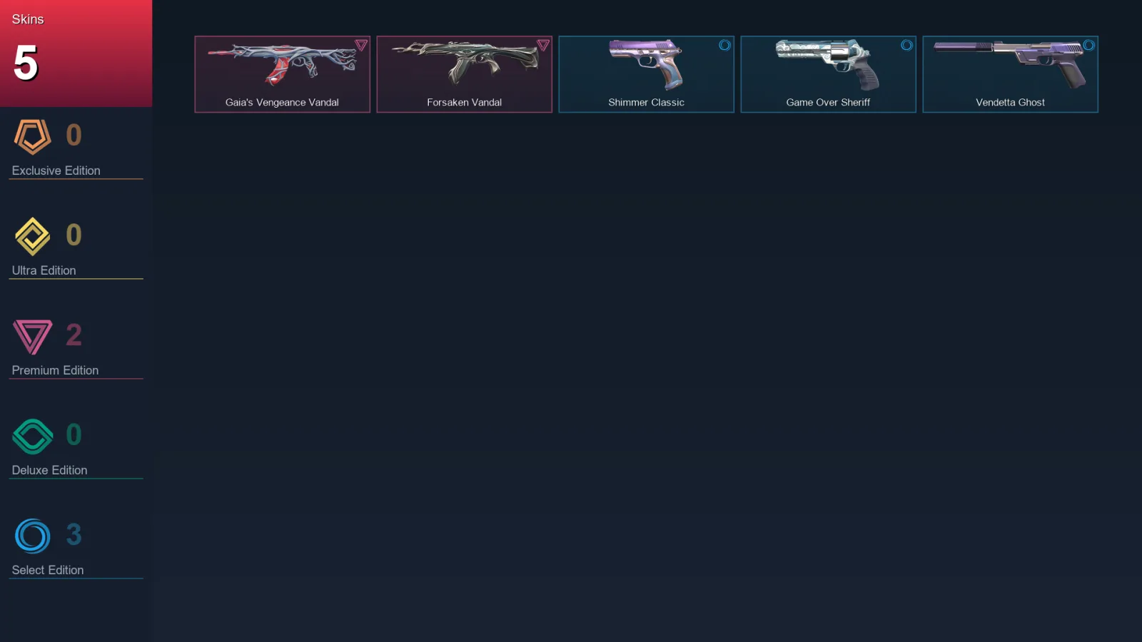 EU | Gaia's Vengeance Vandal | Forsaken Vandal | Shimmer Classic | Game Over Sheriff | 5 Skin | 24 Agent | 48 Buddy | Lv99