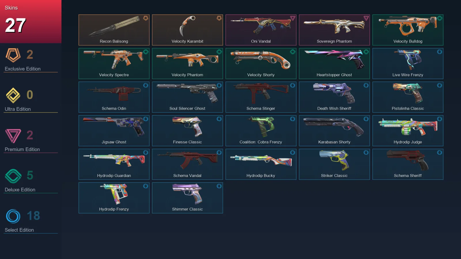 EU | Lv183 | Unranked | 27 Skin | 28 Agent | 71 Buddy