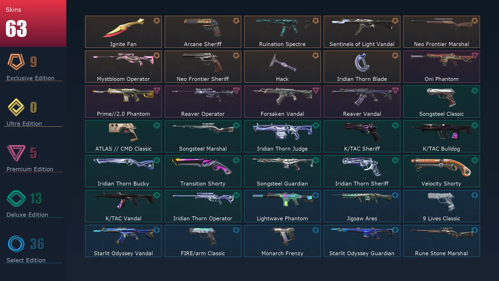 [Valorant] | EU | Level 358 | 29 Agents | 63 Skins