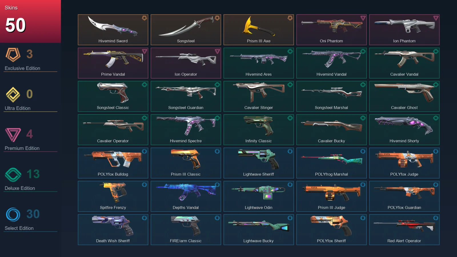 AP | Lv103 | Unranked | 50 Skin | 17 Agent | 59 Buddy
