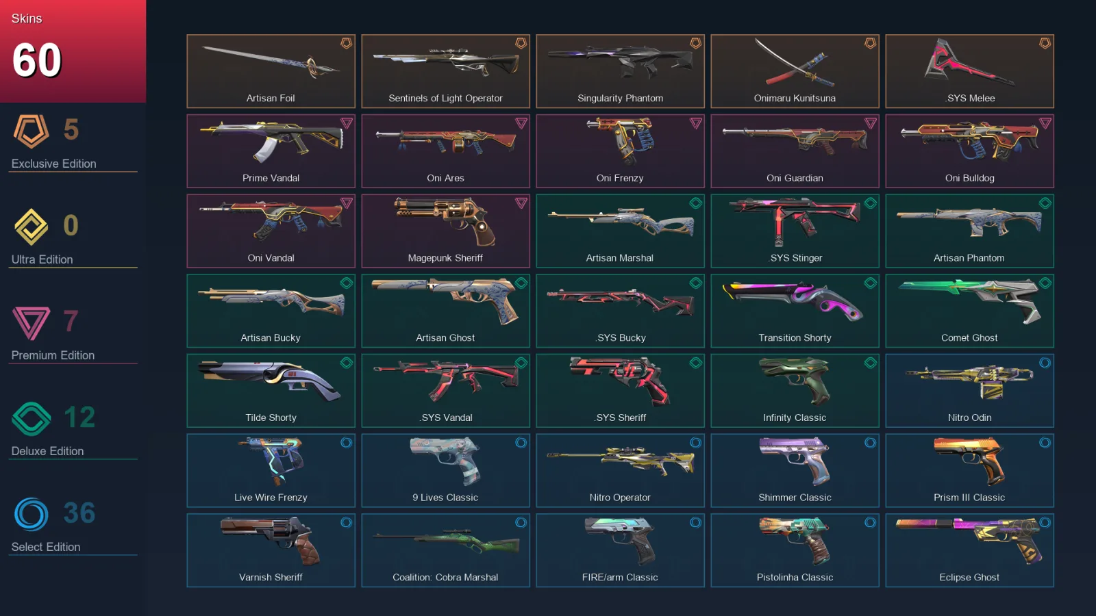 AP | Lv374 | Unranked | 60 Skin | 28 Agent | 140 Buddy