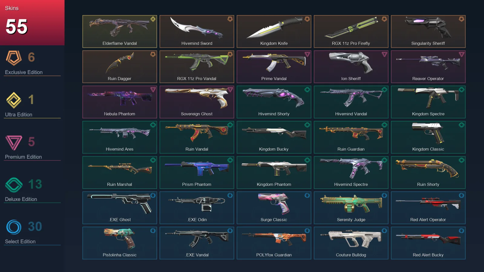 BR | Lv137 | Unranked | 55 Skin | 25 Agent | 78 Buddy