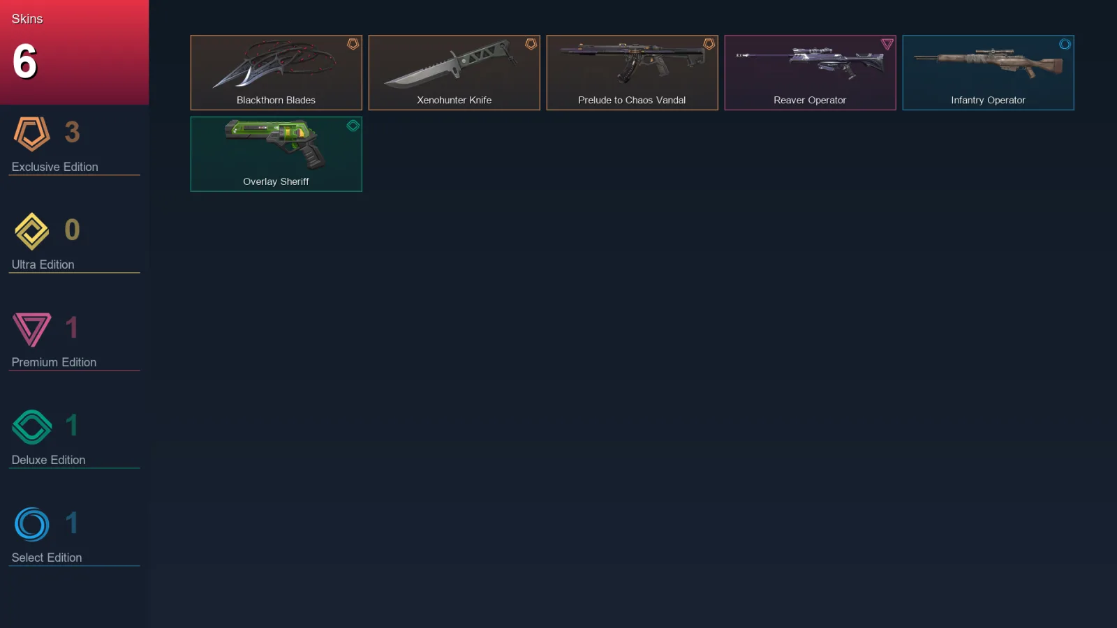 AP | Lv63 | Unranked | 6 Skin | 22 Agent | 29 Buddy — Xenohunter Knife