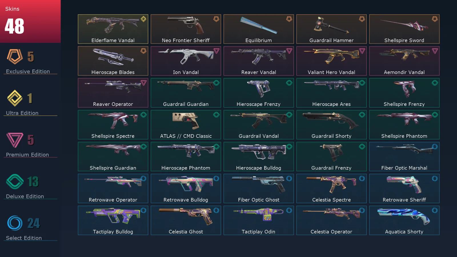 [Valorant] | EU | Level 113 | 29 Agents | 48 Skins