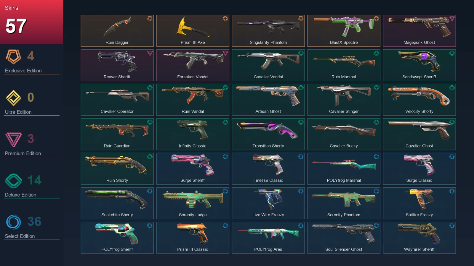 AP | Lv279 | Unranked | 57 Skin | 25 Agent | 120 Buddy — Valorant account