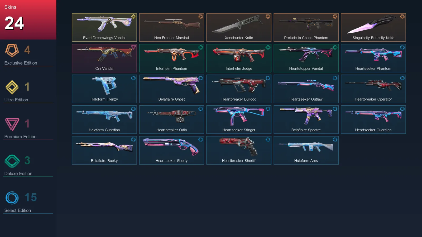 AP | Lv30 | Unranked | 24 Skin | 12 Agent | 16 Buddy