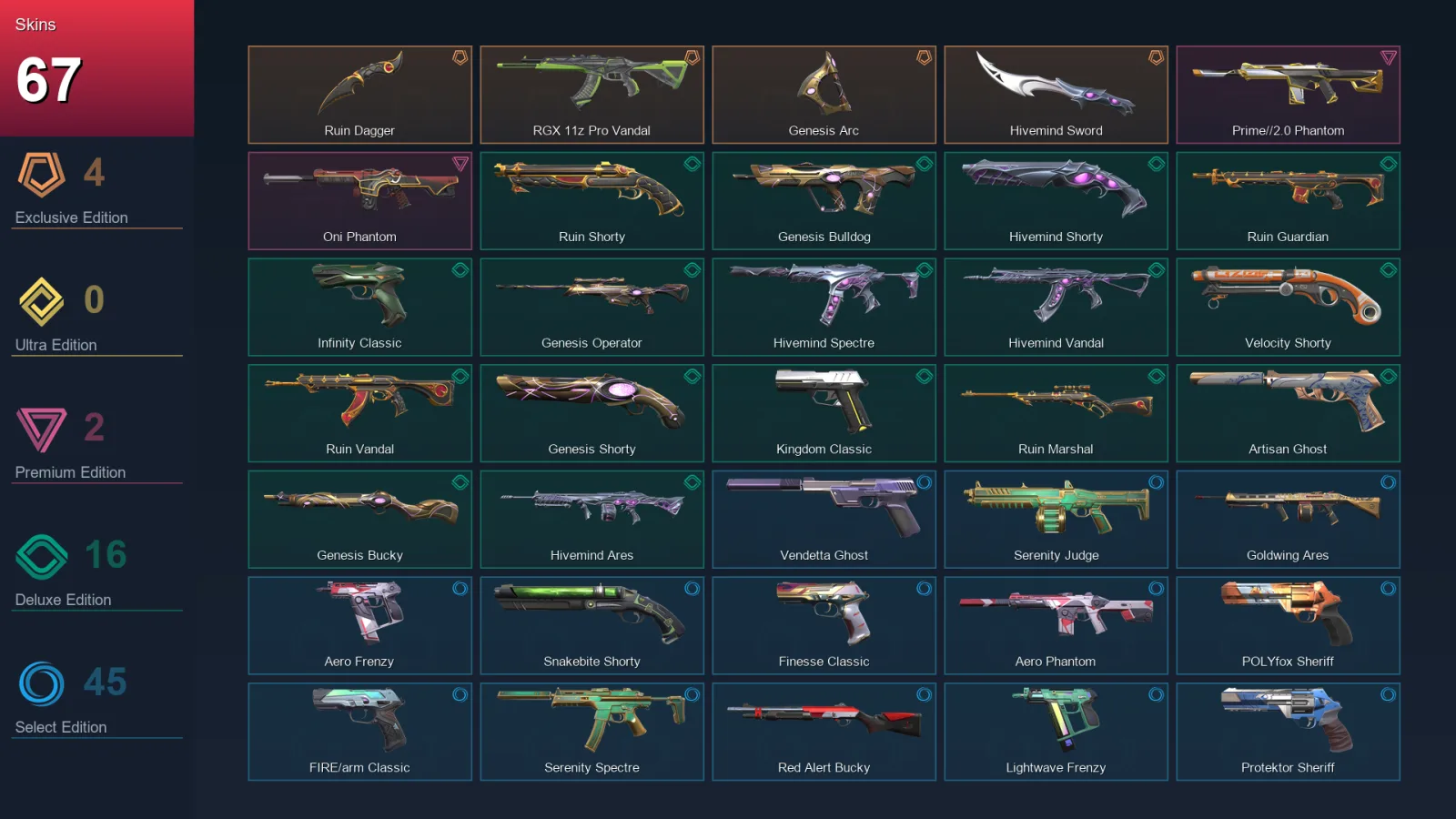 AP | Lv273 | Unranked | 67 Skin | 25 Agent | 117 Buddy