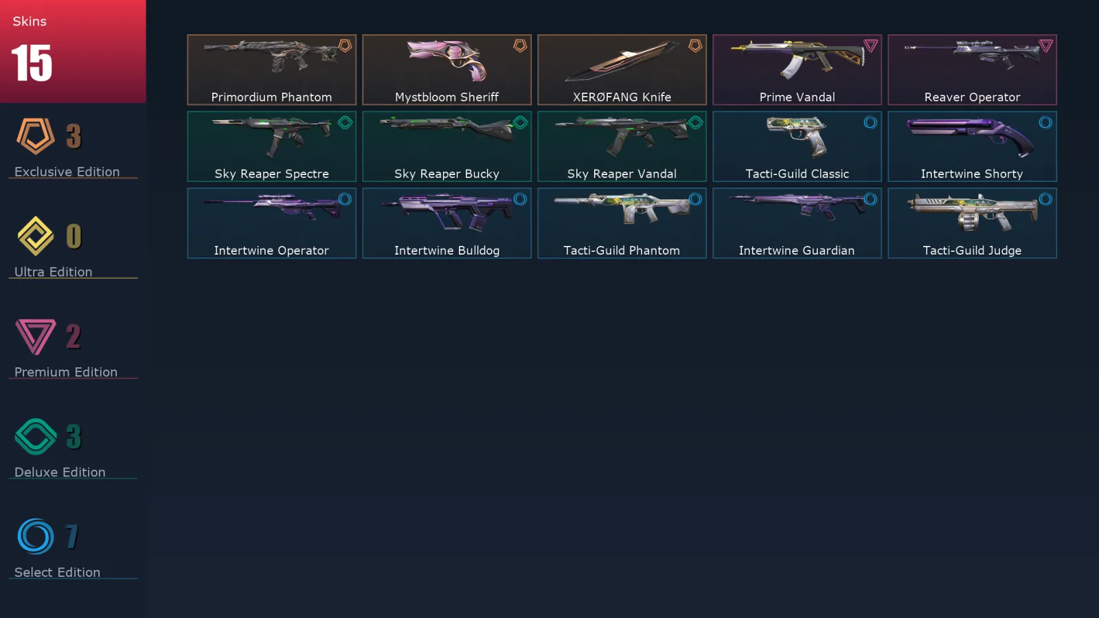 [Valorant] | EU | Level 27 | Diamond 2 | 10 Agents | 15 Skins