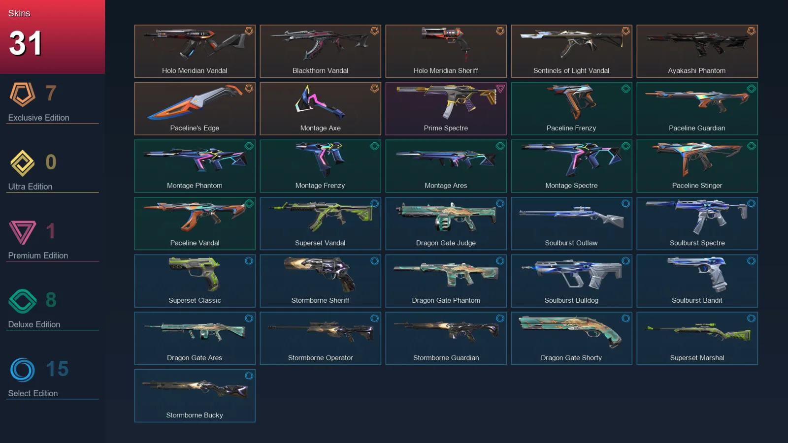 NA | Lv51 | Unranked | 31 Skin | 15 Agent | 24 Buddy