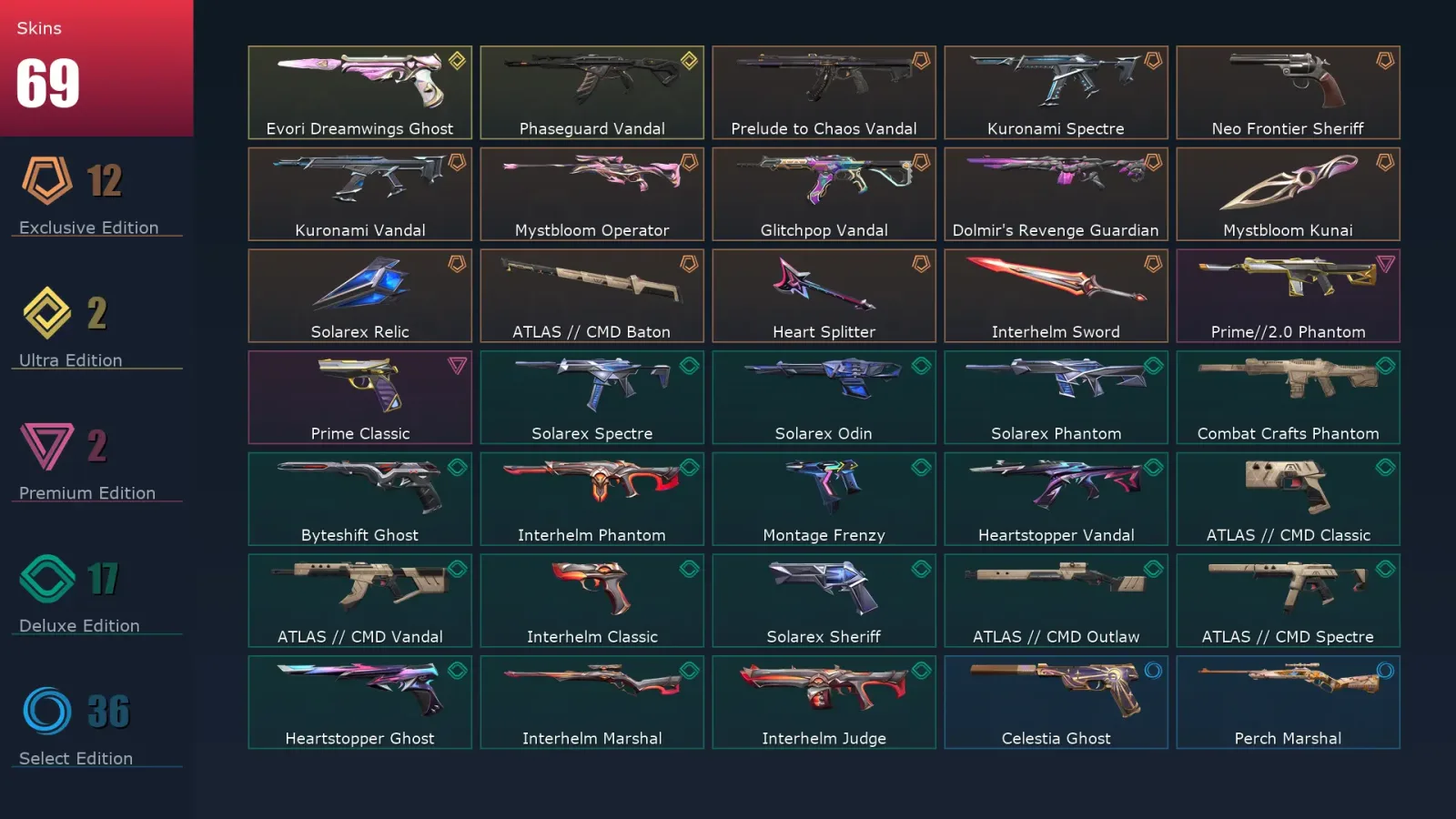 [Valorant] | EU | Level 255 | 29 Agents | 69 Skins