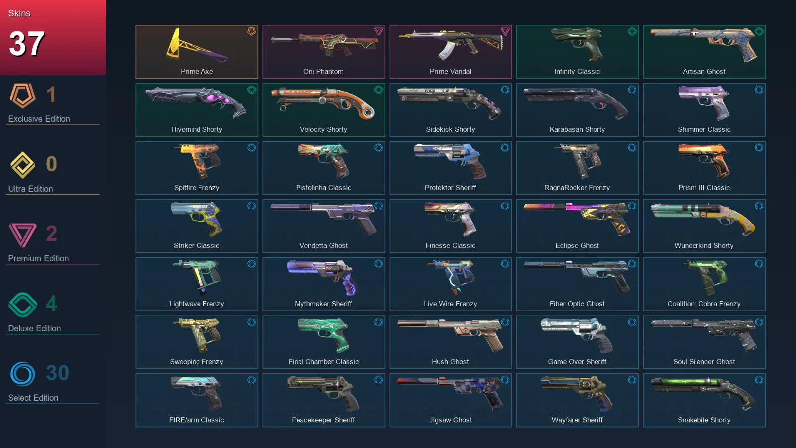 AP | Lv429 | Unranked | 37 Skin | 24 Agent | 105 Buddy