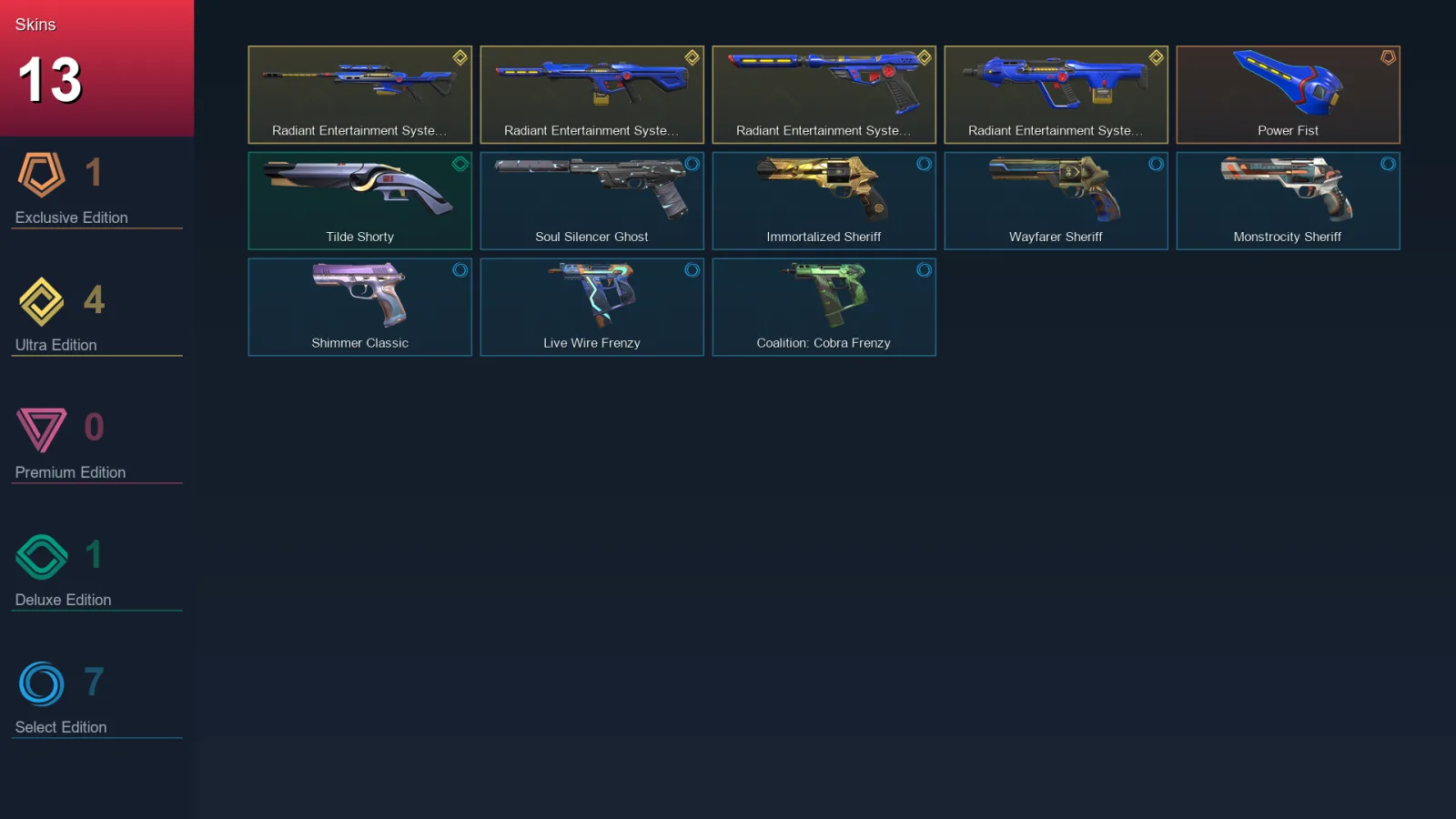 AP | Lv142 | Unranked | 13 Skin | 22 Agent | 43 Buddy